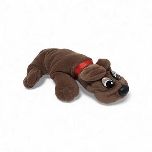 Tonka Pound Puppy Dog Brown Red Collar Vintage Plush Stuffed Animal Toy